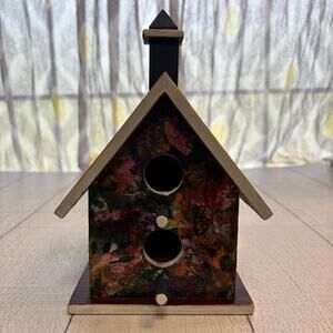 Handcrafted Two Perch Rustic Floral Birdhouse